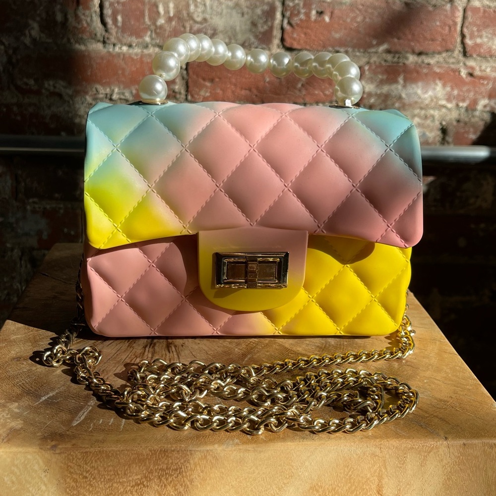 Quilted rainbow, silicone, mini bag